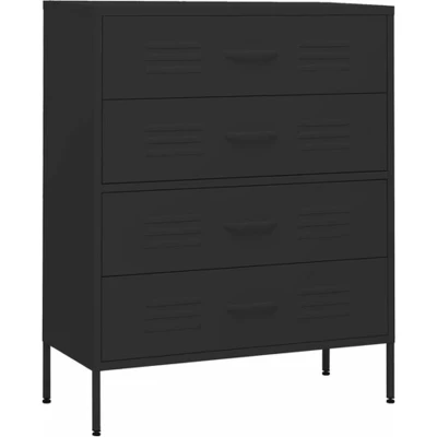 Afbeelding van vidaXL Ladekast 80x35x101,5 cm staal zwart