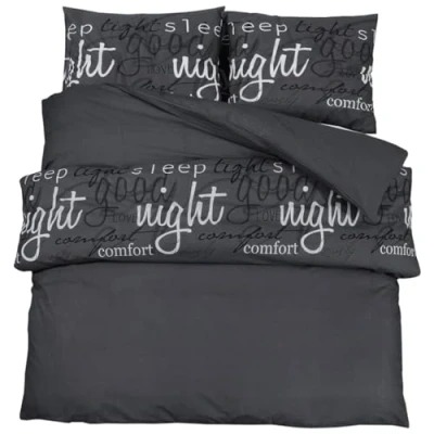 Image de vidaXL Ensemble de housse couette Noir 260x240 cm Coton136116