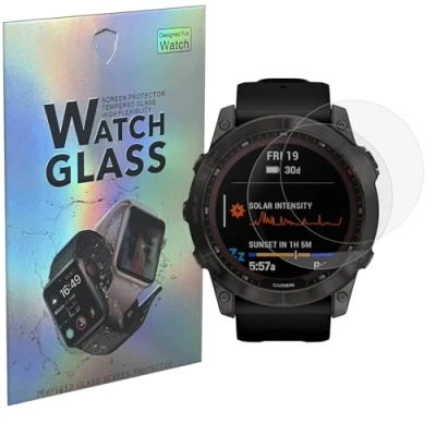 Afbeelding van Gehard glas voor Garmin Fenix 7/7 Solar / 7 Sapphire [2 stuks] displaybeschermfolie horloge krasbestendig Phonillico®