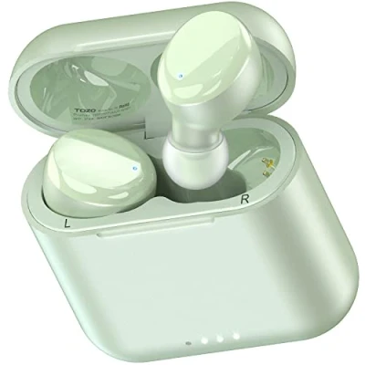 Afbeelding van TOZO T6 draadloze bluetooth hoofdtelefoon met touch bediening en IPX8 waterdichte oplaadkoffer geïntegreerde microfoon hoogwaardige, diepe bas, groen