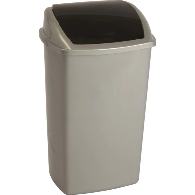 Afbeelding van Afvalbak 50ltr met swingdeksel grijs/zwart 12st
