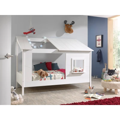 Afbeelding van LUCEVI Housebed 26 Huisbed + Lattenbodem Matras Wit 90x200 cm