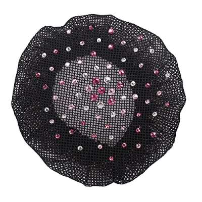 Afbeelding van QHP haarnet / knotnet Rhinestone Zwart Roze