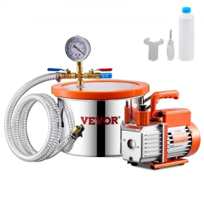 Image de VEVOR Pompe à Vide 99 L/min Chambre 5,7 L Kit Dégazage 1 Étage