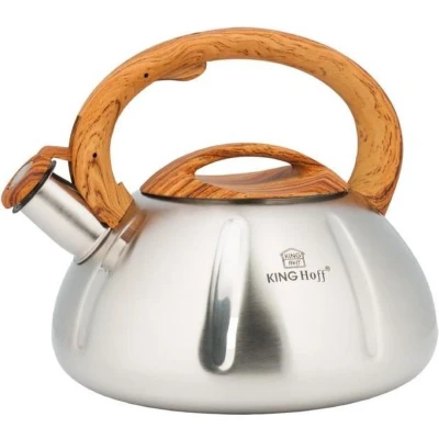 Afbeelding van Kinghoff 3291 Fluitketel houten handvat RVS 3 liter