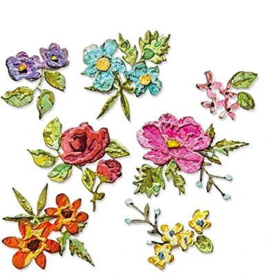 Afbeelding van Sizzix Thinlits Die Set Brushstroke Flowers Mini 14stuks