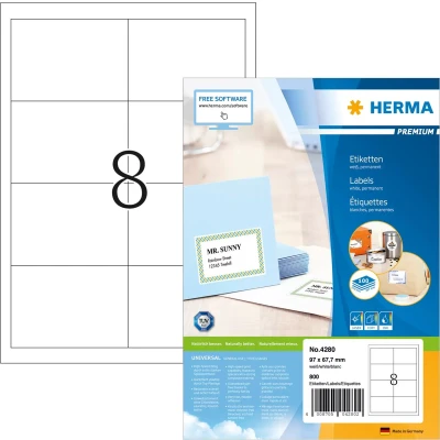 Afbeelding van Etiket HERMA 4280 97x67.7mm premium wit 800stuks