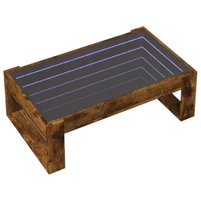 Image de vidaXL Table basse avec LED infini chêne fumé 90x53x30 cm847641