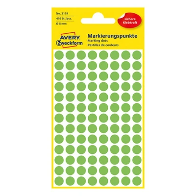 Image de Avery zweckform pastilles adhésives, diamètre 8 mm vert fluo contenu: 416 étiquettes (3179)