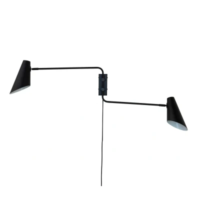 Afbeelding van Cale zwarte wandlamp, 2 armen
