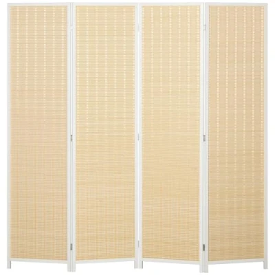 Afbeelding van HOMCOM Houten kamerscherm voor binnen, 4 panelen, 180 x cm, ruimteverdeler, opvouwbaar, scheidingswand woonkamer, slaapkamer, huis, natuurlijk hout