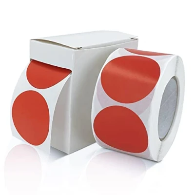 Afbeelding van Set van 500 ronde stickers 38 mm Rood Kleine kleefpunten Kleurcode Verwijderbare cirkelstickers Weerbestendig Met dispenserdoos