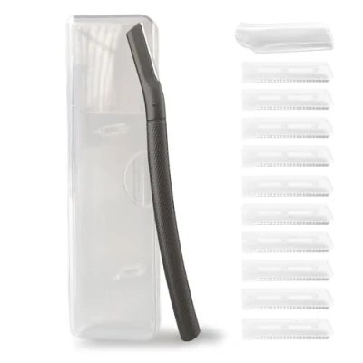 Image de Ruimooto rasoir à sourcils avec 10 lames de inoxydables, épilateur pour le visage femme, en métal qualité supérieure, tondeuse sourcils, et les poils pêche