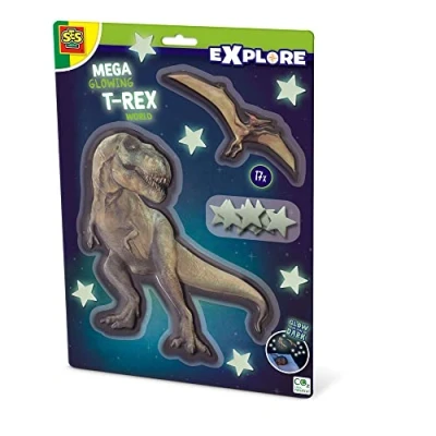 Afbeelding van SES Explore Mega glow T Rex World in the dark met foam plakkers leuke slaapkamer decoratie
