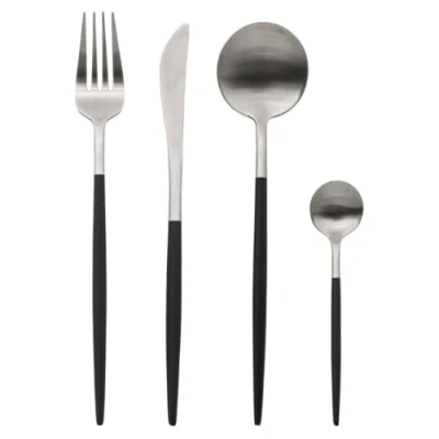 Afbeelding van 24 stuks bestekset IDA Black &amp; Zilver Stainless steel