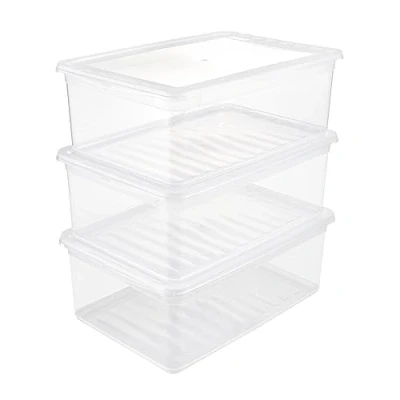 Image de keeeper Boîte de Rangement avec Couvercle et Système Fermeture Coulissante, 39,5 x 29,5 9,5 cm, 7 l, Cornelia,Transparent