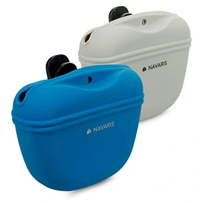 Afbeelding van Navaris honden belongingszakje Siliconen voertasje Set van 2 Traktatiezakje voor droogvoer en natvoer Met magnetische sluiting clip