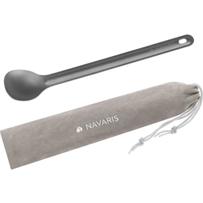 Afbeelding van Navaris lepel met lang handvat reisbestek 21,5 cm Van titanium Ultralicht voor wandelen, kamperen en andere reizen