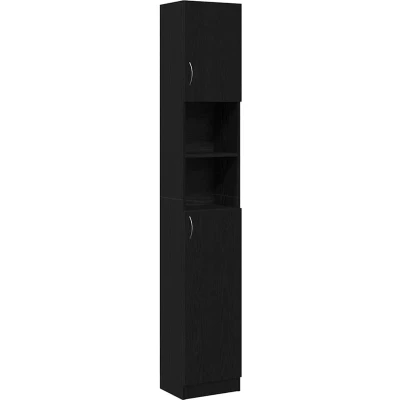Afbeelding van Badkamerkast 32x25,5x190 cm spaanplaat zwart eikenkleurig