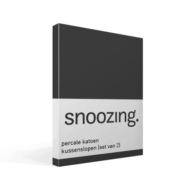 Afbeelding van Snoozing Percale katoen Kussenslopen Set van 2 60x70 cm Antraciet
