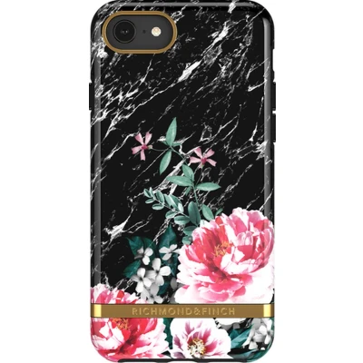 Afbeelding van Richmond &amp; Finch Black Marble Floral hoesje voor iPhone 6, 6s, 7, 8, SE 2020 en 2022 Goud