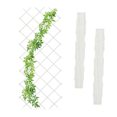 Afbeelding van trellis hout set van 3 180 x 90 cm muur klimplanten wit