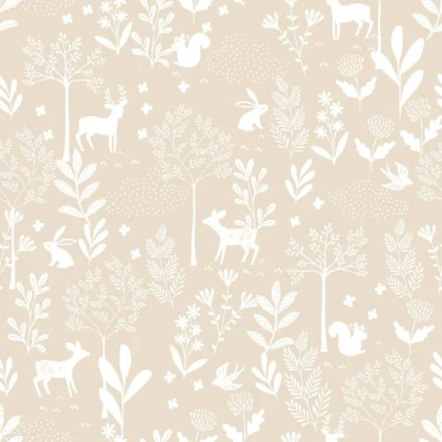 Afbeelding van ESTAhome behang bos met bosdieren beige 139522 53 cm x 10,05 m