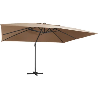 Afbeelding van vidaXL Zweefparasol met LED verlichting en paal 400x300 cm taupe