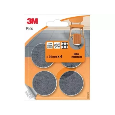 Afbeelding van 3m Beschermende Vloerpads, Uit Vilt, Diameter 34 Mm, Blister Van 4 Stuks Pads