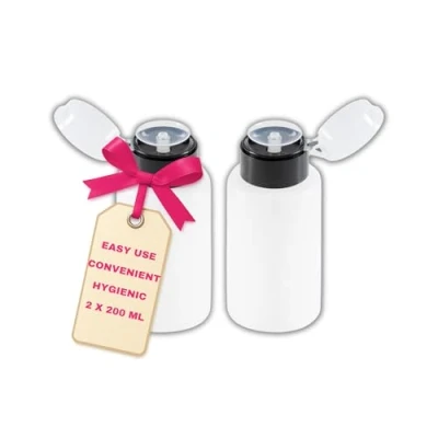 Image de LALILL 2 Pièces Distributeur Pompe Doseur Set Flacon pour Liquides Dissolvant Vernis à Ongles, Manucure 200ml
