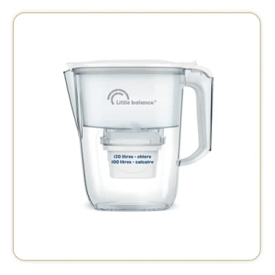 Afbeelding van LITTLE BALANCE 8591 filterkaraf transparant + 1 filter, vermindert microplastic, chloor, kalk en andere verontreinigingen, 2,5 l, ultrasnelle doorstroming, BPA vrije kunststof, wit