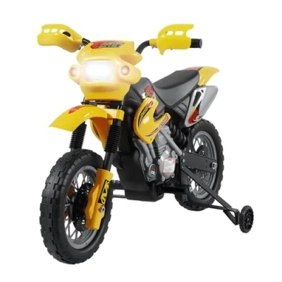 Afbeelding van Homcom Elektrische motorcrossfiets, voor kinderen 3 6 jaar, V, koplampen, claxon, muziek,102 x 53 66 cm, geel en zwart