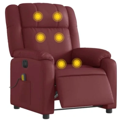 Image de vidaXL Fauteuil de massage inclinable électrique rouge bordeaux3205147