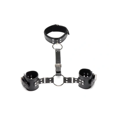 Afbeelding van Halsband Met Polsboeien Restraint Set Zwart