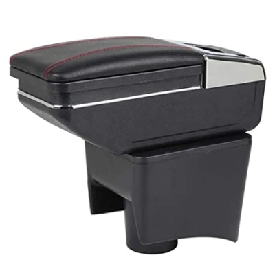 Afbeelding van AutoSunShine Opbergdoos voor middenconsole, armleuning, leer, zwart, compatibel met VW Polo Mk5 (6R) / Volkswagen Vento 2010 2017