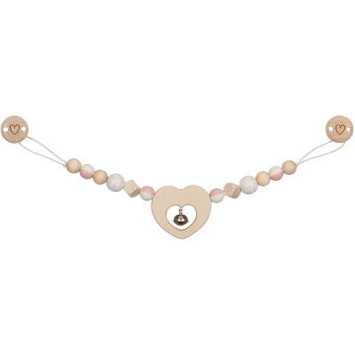 Afbeelding van Goki Houten Wandelwagenketting Hart met Clips
