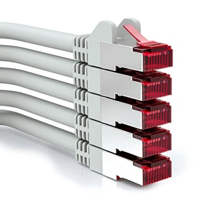 Afbeelding van deleyCON 5 x 0,25 m patchkabel CAT6 PIMF S/FTP een afscherming CAT 6 RJ45 netwerkkabel Ethernet LAN DSL Router Modem Access Point Patch Panels grijs