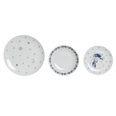 Afbeelding van Serviesset DKD Home Decor Porselein Blauw Wit 27 x 3 cm 18 Onderdelen