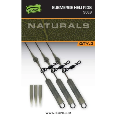 Image de Fox Naturals Submerged Heli Rig Leaders 30lb (3 pcs) Bas de ligne carpe
