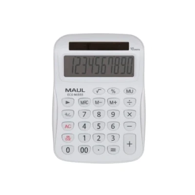 Afbeelding van Maul ECO MJ 555 Bureaurekenmachine Wit Aantal displayposities: 10 werkt op zonne energie (b x h d) 110 154 27 mm
