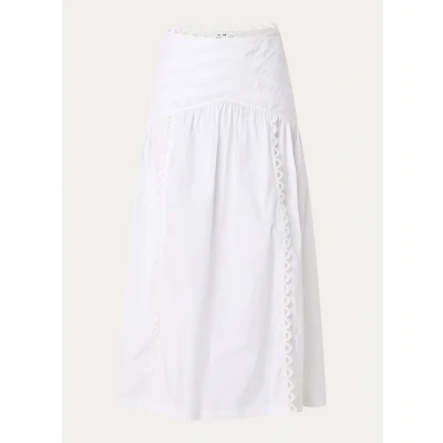 Afbeelding van Sandro dames Midi rok met split en broderie in de kleur Wit, maat: 34