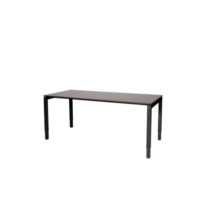 Afbeelding van Cubeo 4 poot bureau, zit/zit hoogte verstelbaar (62 85cm) dmv slinger met 180x80cm logan eiken 25mm blad en zwart (RAL9005) frame