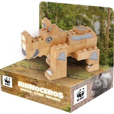 Afbeelding van FabBrix Houten speelgoedstenen WWF Neushoorn
