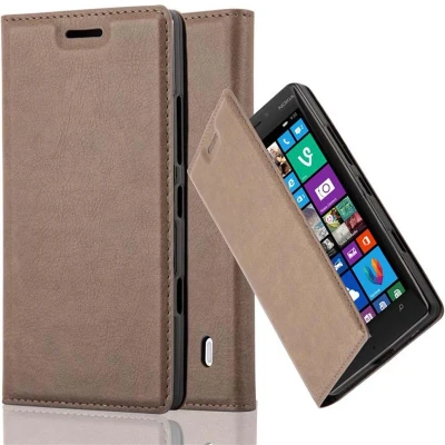 Afbeelding van Cadorabo Hoesje geschikt voor Nokia Lumia 929 / 930 in KOFFIE BRUIN Beschermhoes met magnetische sluiting, standfunctie en kaartvakje Book Case Cover Etui