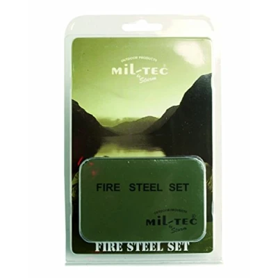 Afbeelding van Mil Tec Fire Steel Set Vuurstaal Betrouwbare Vuurbron Perfect voor Kamperen, Hiking en Noodsituaties
