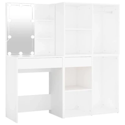 Image de vidaXL Coiffeuse à LED avec 2 armoires Blanc Bois d&#039;ingénierie3082026