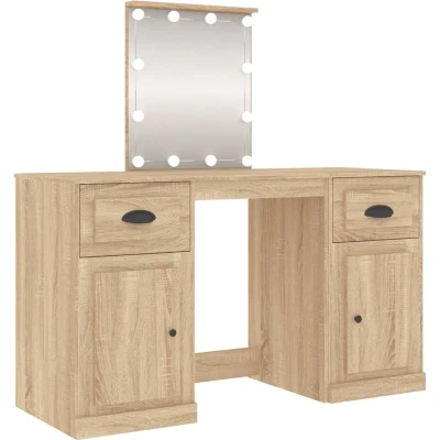Afbeelding van vidaXL Kaptafel met LED verlichting 130x50x132,5 cm sonoma eikenkleur