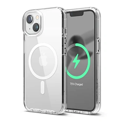 Afbeelding van elago Transparante hybride beschermhoes compatibel met iPhone 14 (6,1 inch), 13 MagSafe oplader, valbescherming van militaire klasse