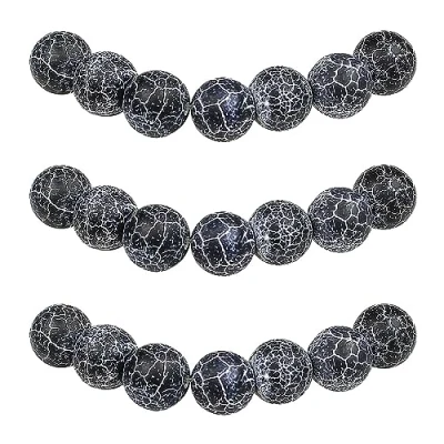 Afbeelding van MJDCB 45 stuks rijgkralen 8 mm zwarte agaat drakenagaat kralen met gat natuurlijke ronde losse voor het maken van sieraden, armbanden, halskettingen