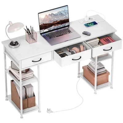 Afbeelding van HOMCOM Bureau met planken 120x40x76cm Spaanplaat Wit
